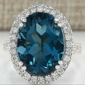 NEW 925 Sterling silver blue diamond Ring